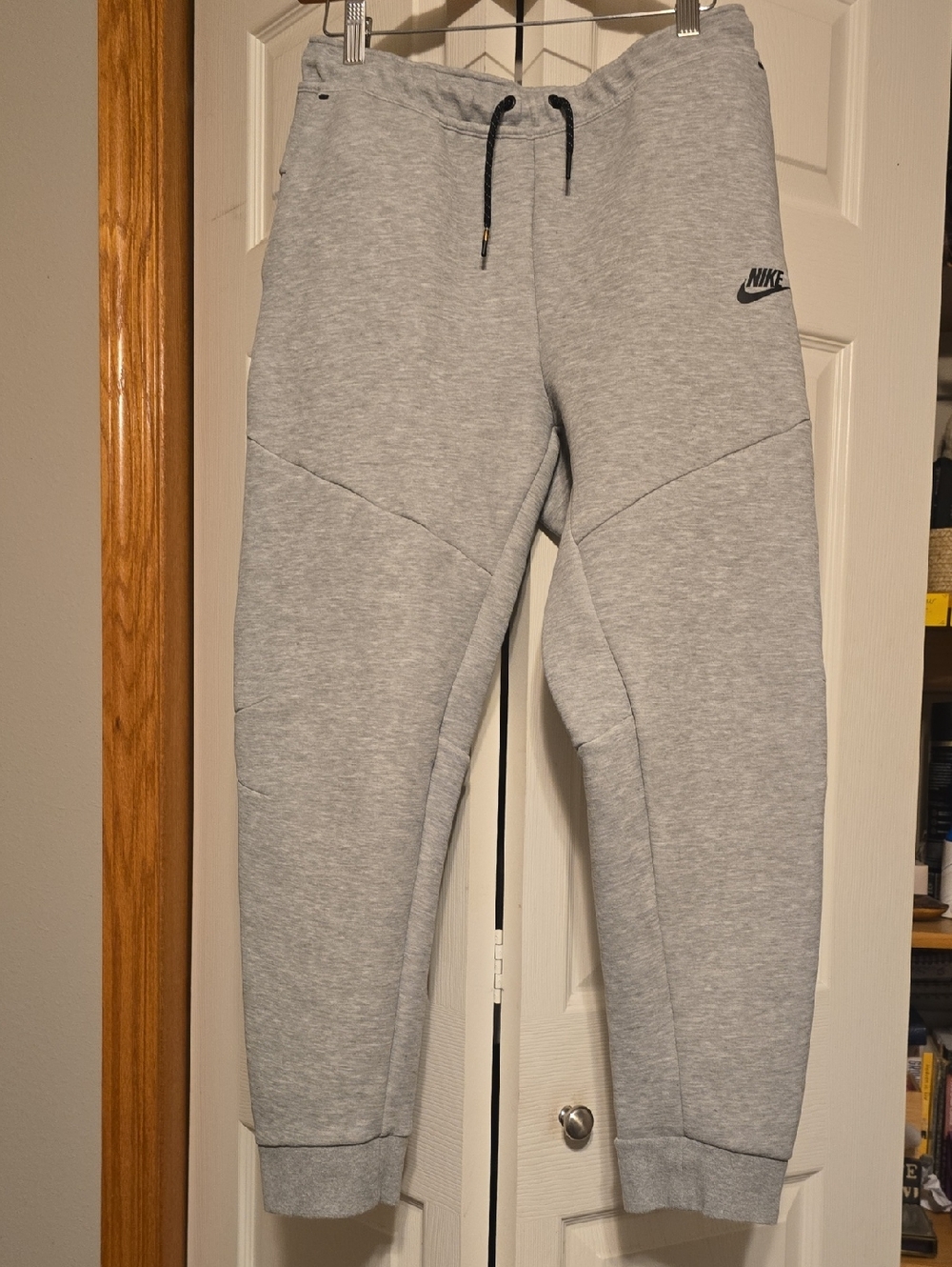 Nike Kids Light Gray Fleece Joggers with Black Drawstring